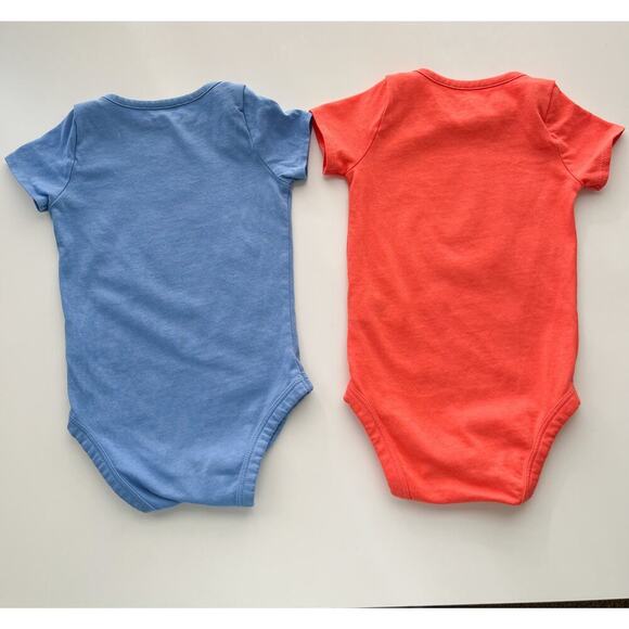 Life is Good Set of 2 Winnie the Pooh Crusher Bodysuit 6-12 month Blue Orange - Picture 4 of 6